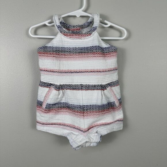 Janie And Jack Baby Girl 12-18 Months Romper Red White Blue Summer Patriotic - Picture 3 of 3